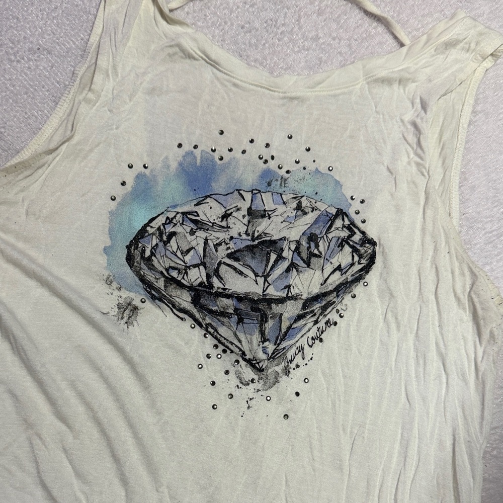 Juicy Couture Cream Diamond Graphic Tank Top